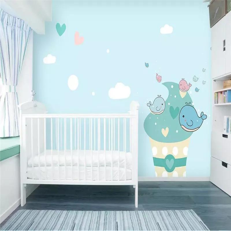 

Hand-painted Nordic children's wall stickers background wall specializing in the production of high-end mural wallpaper 3D photo
