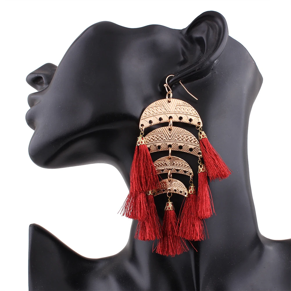 Boho Кисточки из бахромы крюк для люстры мотаться себе Серьги Для женщин Модные