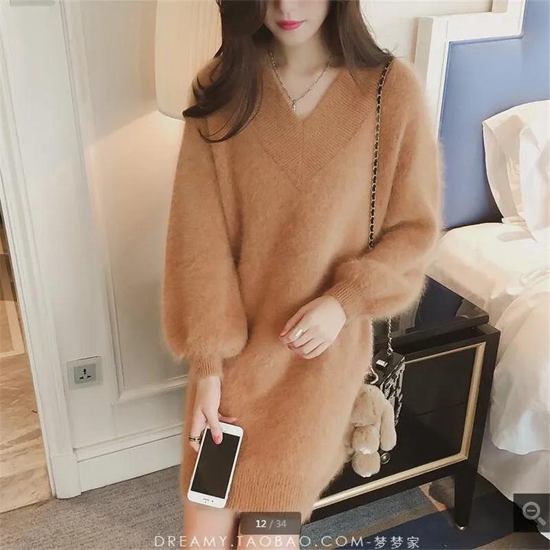 Luxury clothes Sweaters fashion women korean style Dress knitting for womens warm sweaters Shaggy coat Knitted pullover B3963 | Женская