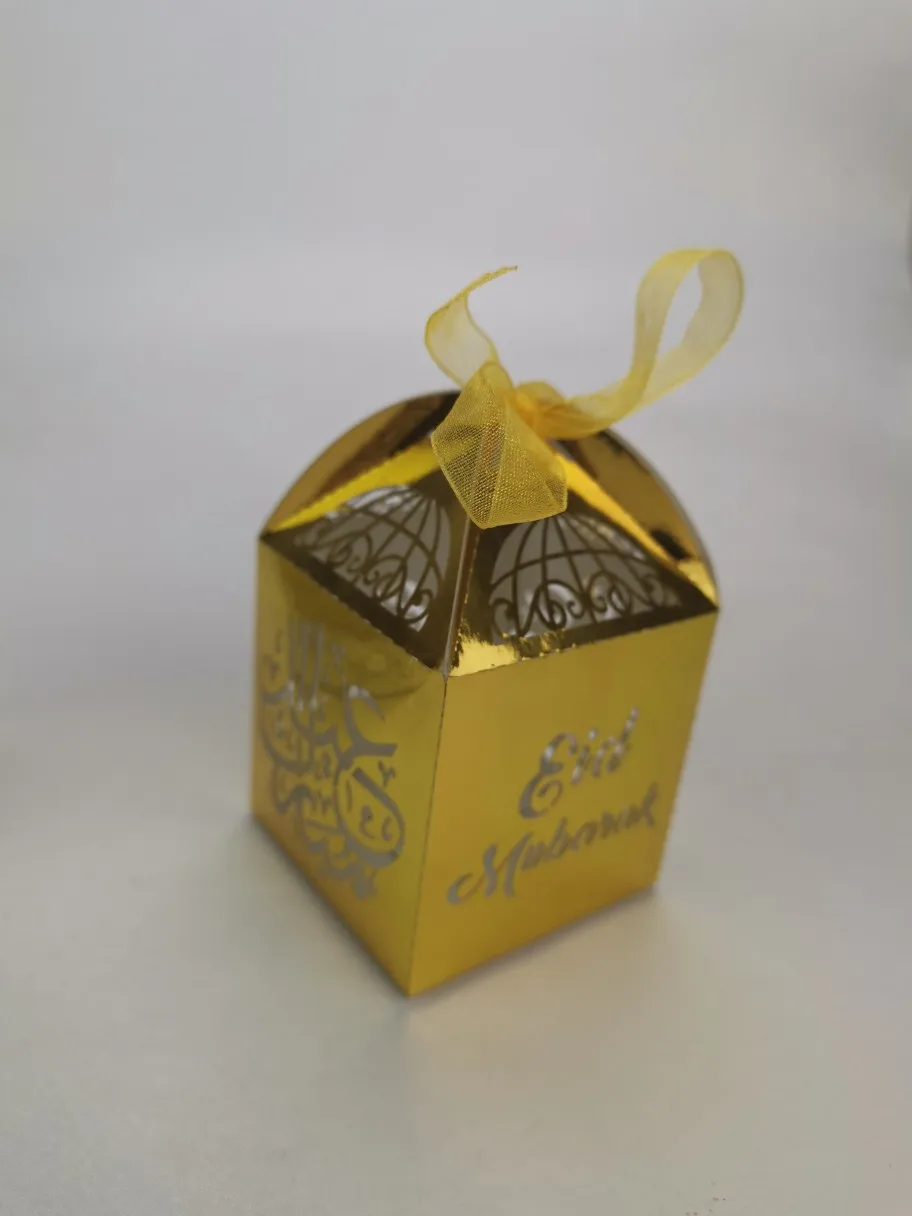 Металлическая Золотая Серебряная коробка конфет Moon Eid Ramadan Kareem праздничный