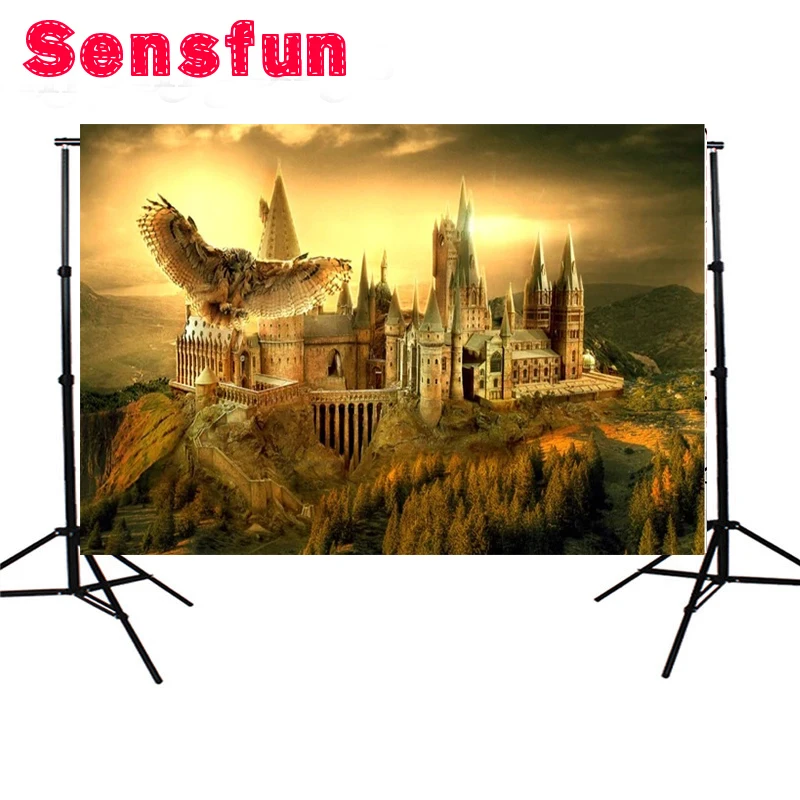 Виниловый фон для фотостудии Sensfun фотосъемки заката Хогвартс школьная сова