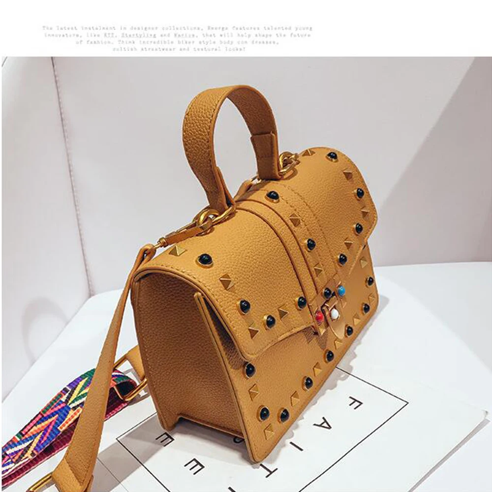 Rivets Women Shoulder Bag Wide flower band Female Causal Totes for Daily Shopping All-Purpose High Quality Dames Handbag | Багаж и сумки