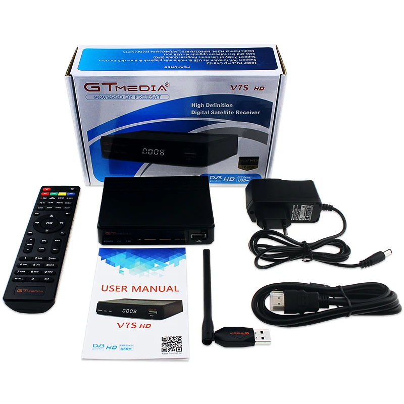 GTmedia V7S DVB-S2 спутниковый декодер Бесплатный USB WiFi для Испании Европы HD 1080P ТВ