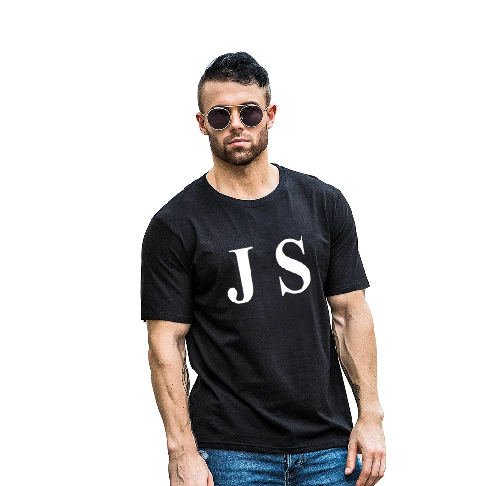 Летние шорты футболка с длинными рукавами простая JS Письмо печати Пара Хлопок