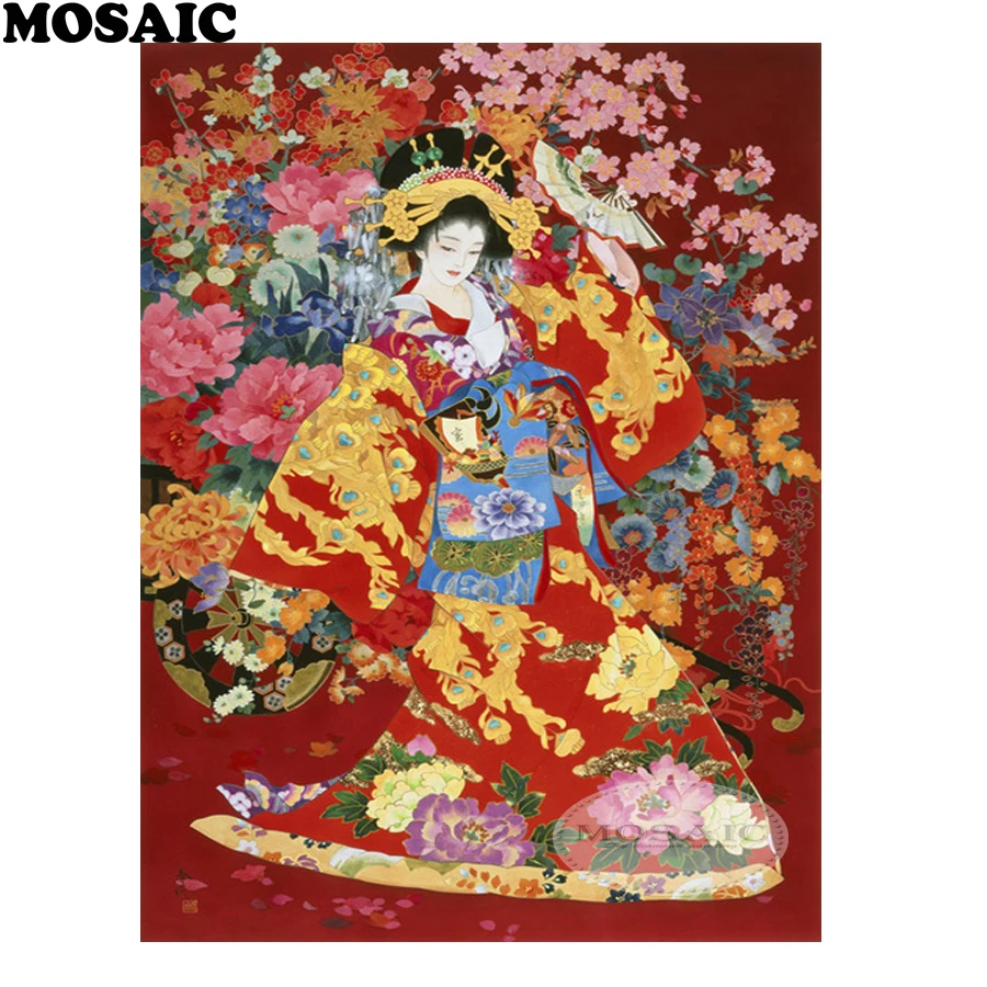 

5d diamond painting, japanese geisha rhinestones,painting rhinestones,5d diamond mosaic,square diamond,home Decoration B200
