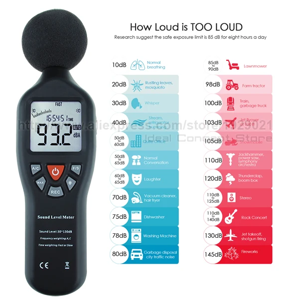 30db-130 дБ высокая точность измерения компактный профессиональный измеритель уровня звука с функцией записи данных и подсветкой дисплея