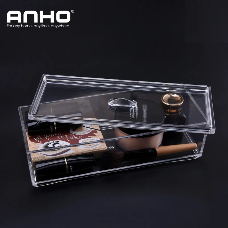 Прозрачный акриловый чехол для макияжа ANHO ватные диски и коробка хранения