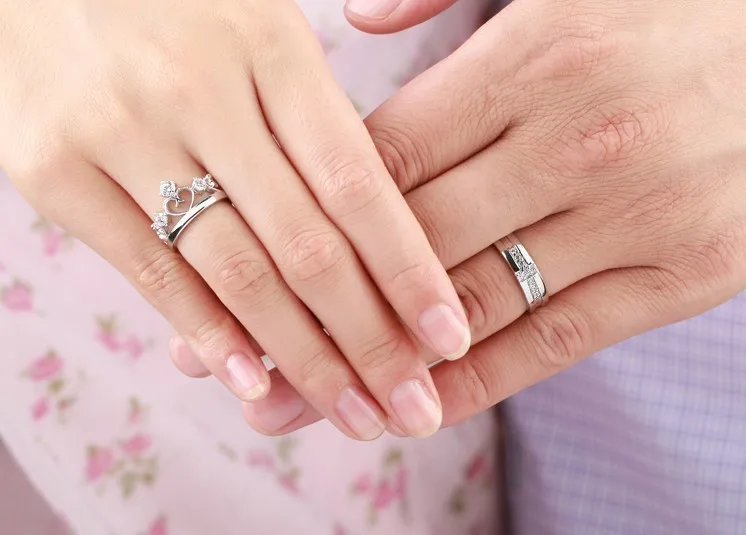 Uloveido пару колец для женщин и мужчин ювелирные изделия корона крест серебряный