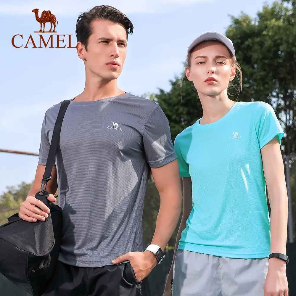 CAMEL мужская и женская футболка для спорта на открытом воздухе быстросохнущая