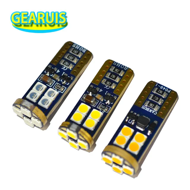 

10pcs W5W LED canbus T10 12 smd 3030 error free Car lamps Turn Side License Plate Light Trunk Clearance Lights White Red Amber