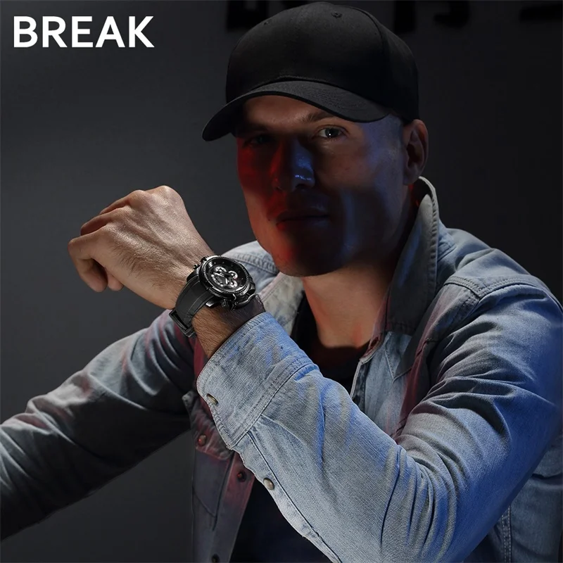 Мужские наручные часы BREAK повседневные Модные Кварцевые спортивные