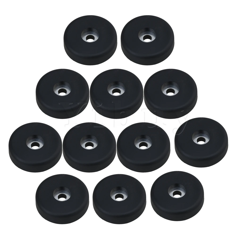 

Yibuy 12pcs 4x1cm Plastic Amplifier Speaker Stand Spike Mat Base Pads Black
