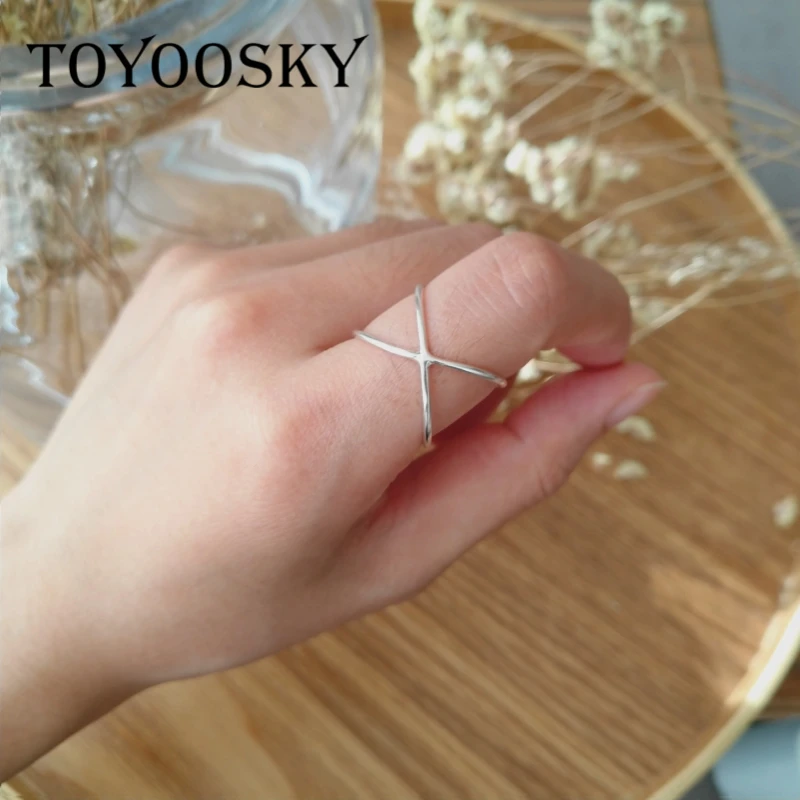 TOYOOSKY 925 пробы серебряные открытые кольца с двойной линией элегантное кольцо