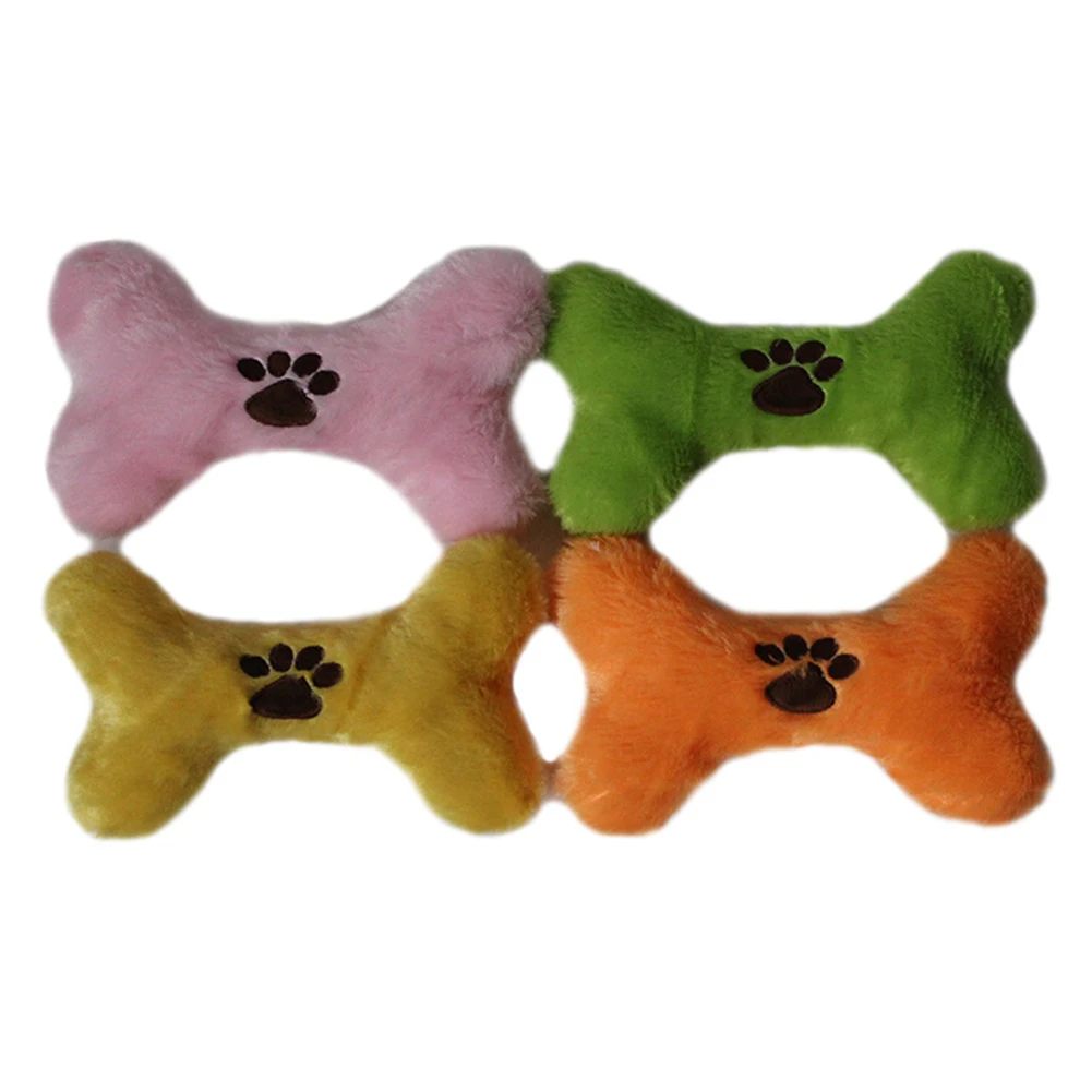 TINGHAO Cute Cartoon Paw Printed Bone Shape Puppy Dog Pet Soft Plush Chewy Playing Toys | Дом и сад