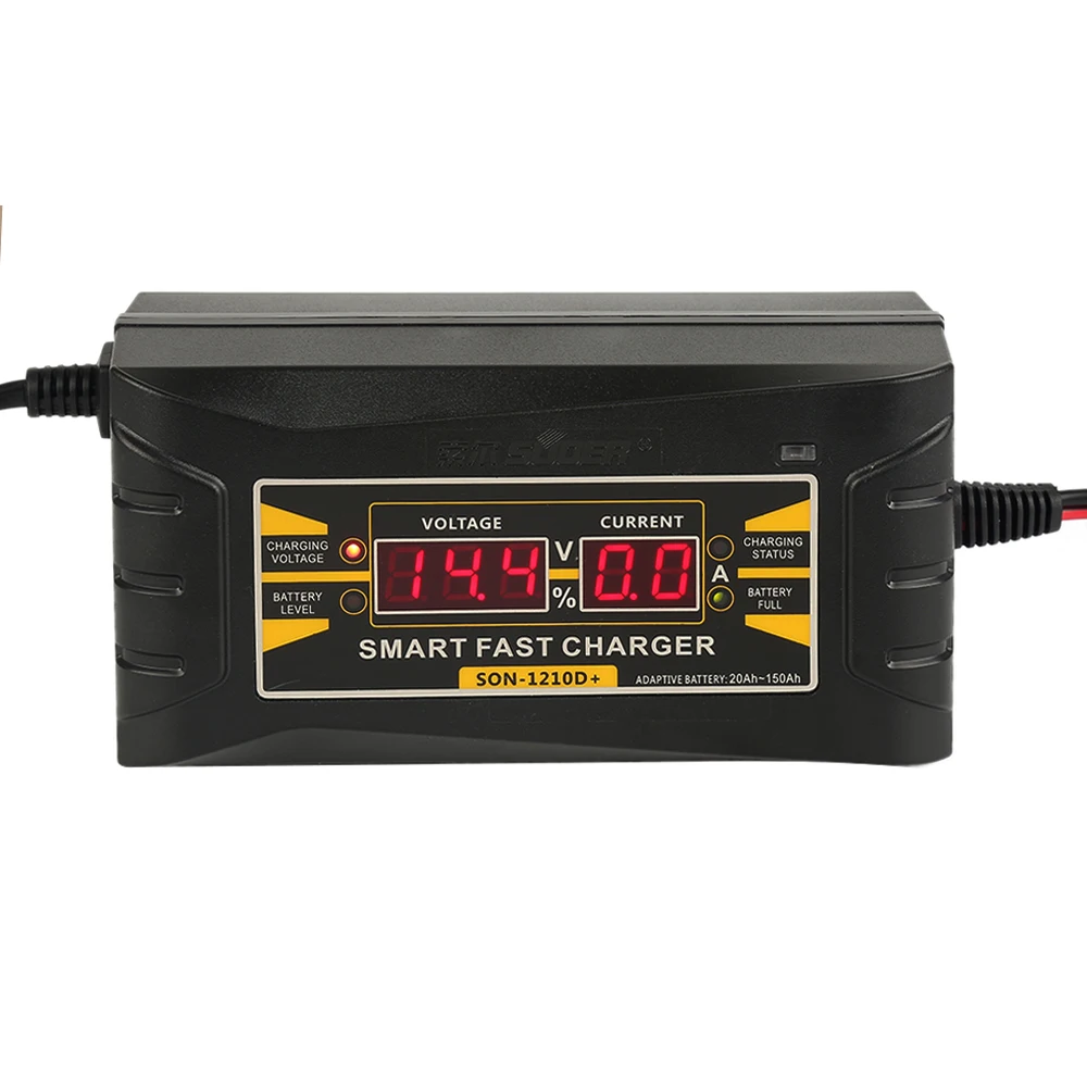 110V-240V Car Battery Charger To 12V 6A/10A LCD Intelligent Display Electric Car Lead - acid Battery Charger EU/US plug