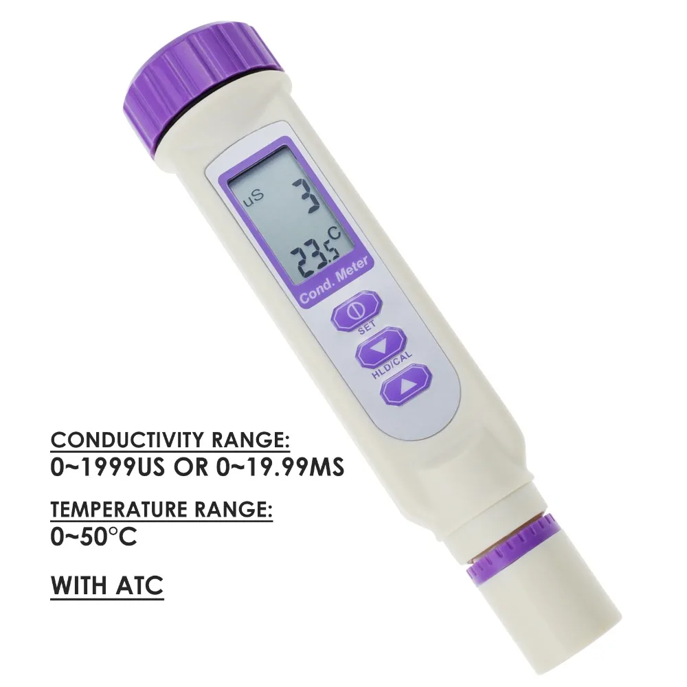 Pentype Dual Meter Water Quality Tester Conductivity Temperature Multipoint Calibration w/ IP65 Rating Auto Power Off | Инструменты