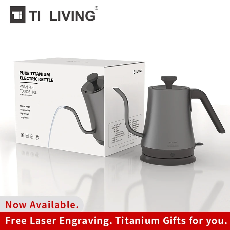 

Hot Sale Titanium 1L Swan Neck Water Boiling Kettle Electrical Heating Teapot Auto-Power Protection System kitchen accessories