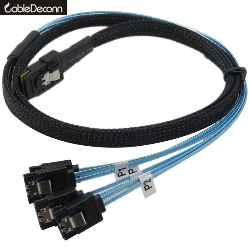 Кабель Sas/Sata Mini SAS 4i SFF-8087 36P 36-контактный штекер-обратный 4 SATA 7-контактный