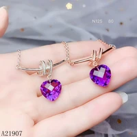 kjjeaxcmy boutique jewelry 925 sterling silver inlaid gemstone amethyst female pendant necklace set new