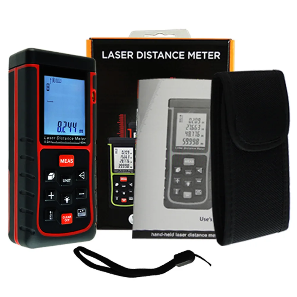 Промышленный Цифровой 60-метровый лазерный дальномер объем пифагорского w/Spirit Level