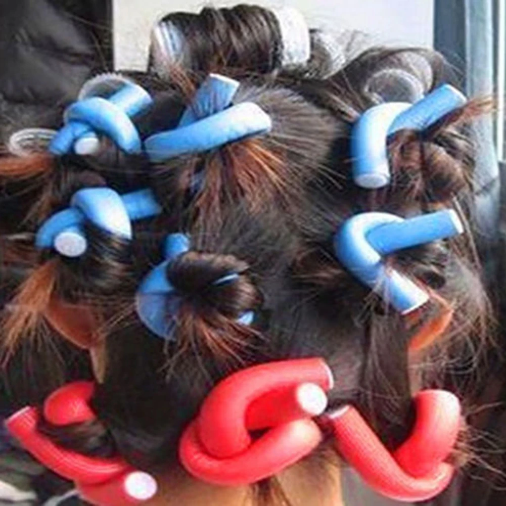 10 Pcs Simple Soft Foam Curler Makers Bendy Twist Curls Styling Hair Tool Set | Красота и здоровье