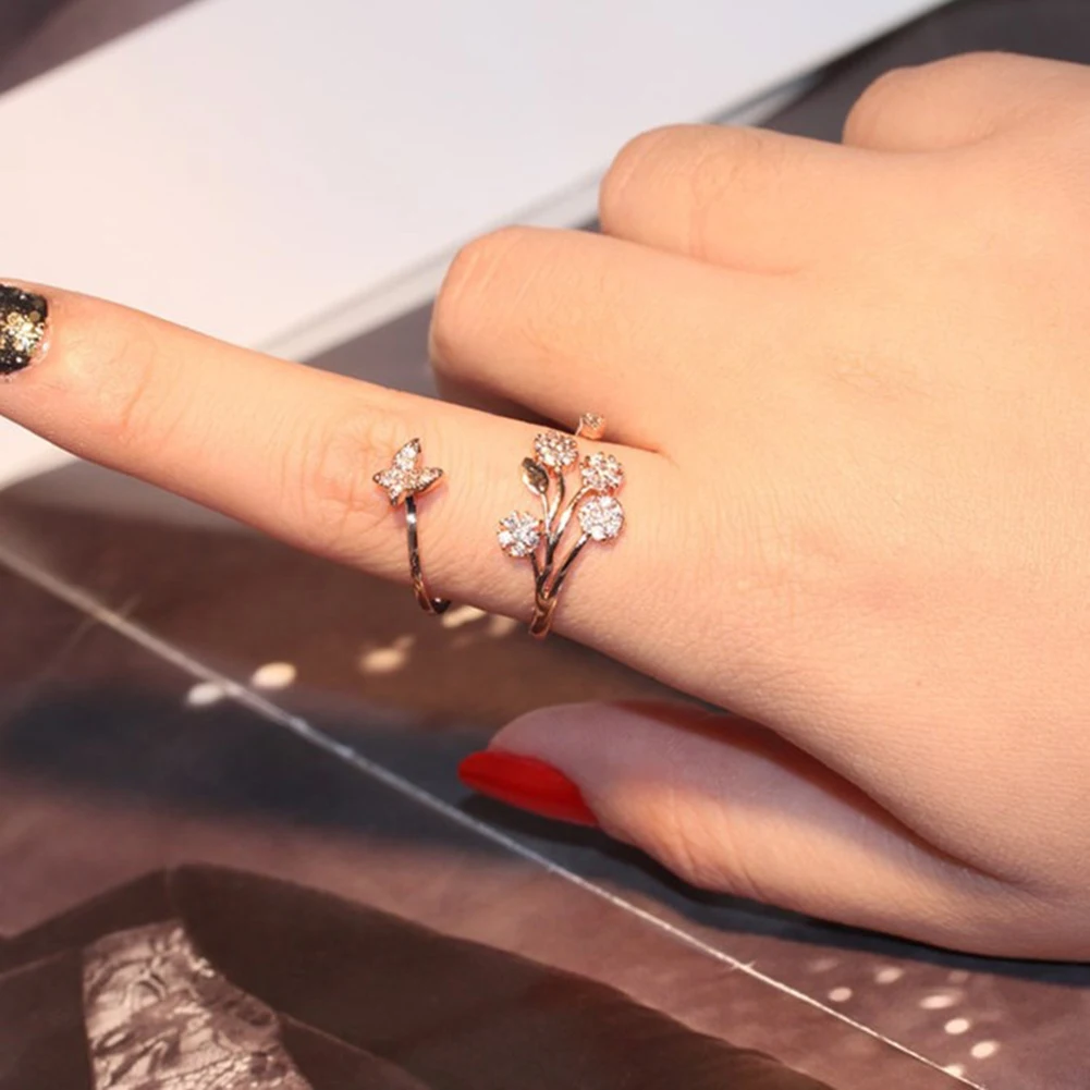 Silver Lovely Jewelry Butterfly Design Engagement Ring for Women Girls Lady | Украшения и аксессуары