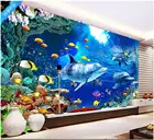 Пользовательские 3d фото обои фрески Средиземноморский фрекс Дельфин подводный мир фон живопись ТВ Фон Стена гостиная