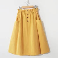 obrix casual style female formal a line skirt pleated pockets buttons high waist streetwear everyday skirt for work