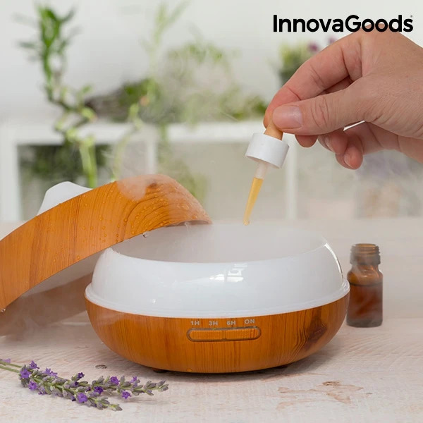 Увлажнитель Арома диффузор с подсветкой светодиодный Innovagoods деревянный. эффект