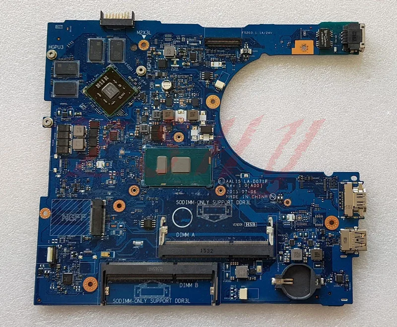 Материнская плата для ноутбука DELL 5559 AAL15 LA-D071P с процессором SR2EY i5 R5 M335 2 Гб DDR3L 100%