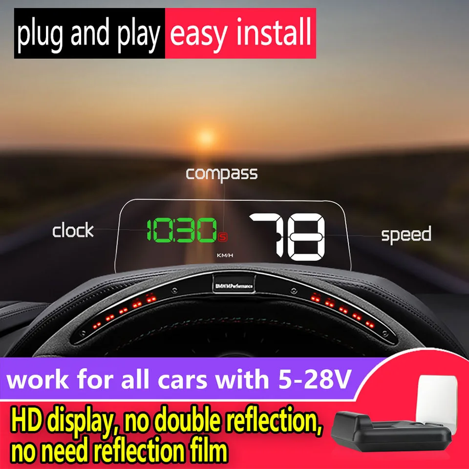 GPS Hud измеритель скорости Автомобильный дисплей с отражением зеркальной пленки