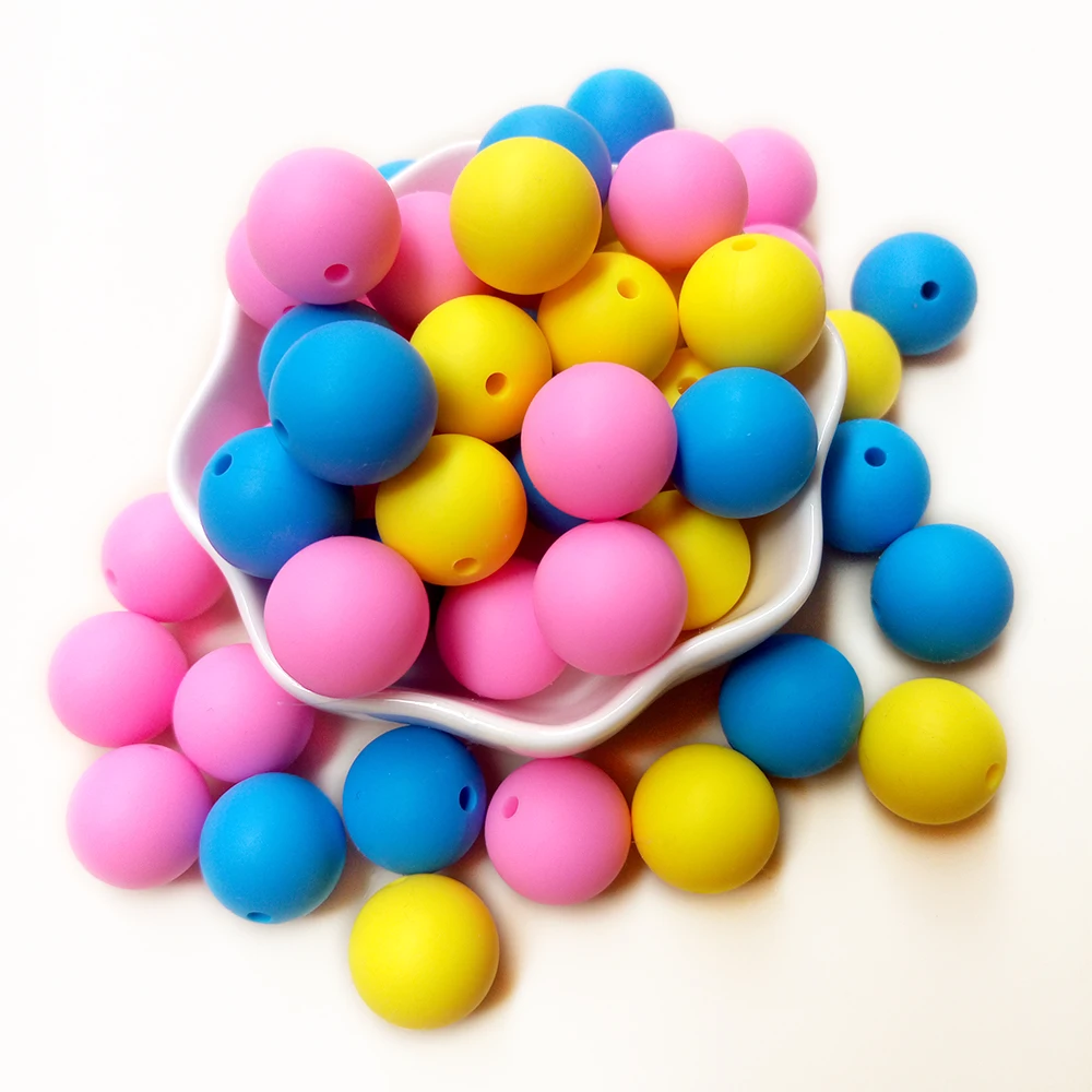 

Joepada 10pcs 15mm Silicone Teething Beads For Necklace Chews Pacifier Chain Clips Silicone Beads Soft Texture Silicone Teethers