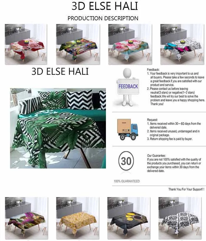 Прямоугольная квадратная кухонная скатерть с 3D-принтом ананаса | Дом и сад