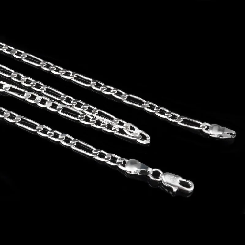 TJP 4MM New Fashion Women Necklace Chain Popular 925 Sterling Silver Men Chains Jewelry Hot Sale Party Choker | Украшения и