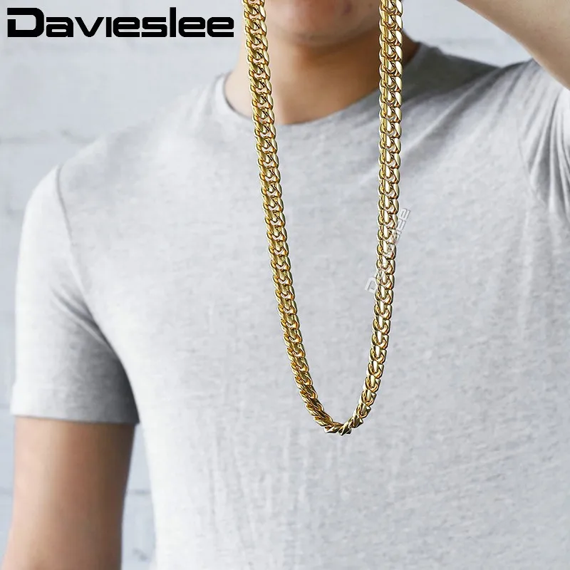 Davieslee Womens Mens Jewelry Set Miami Curb Cuban Link 316L Stainless Steel Gold Silver Color 8/12/14mm LHSM01 | Украшения и