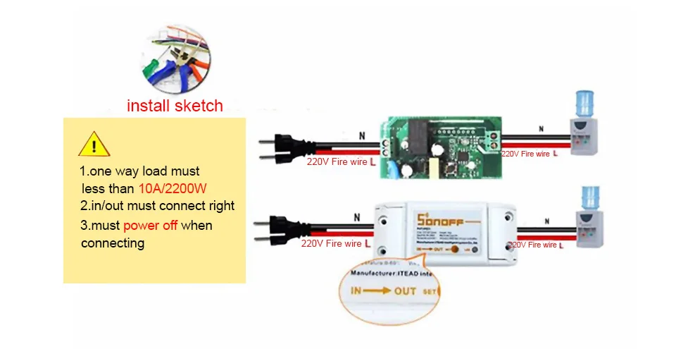 Sonoff Basic/RF wifi переключатель, беспроводной пульт дистанционного управления, умный переключатель, wifi модуль автоматизации, набор таймера для самостоятельной сборки, работает с Alexa 10A/2200W