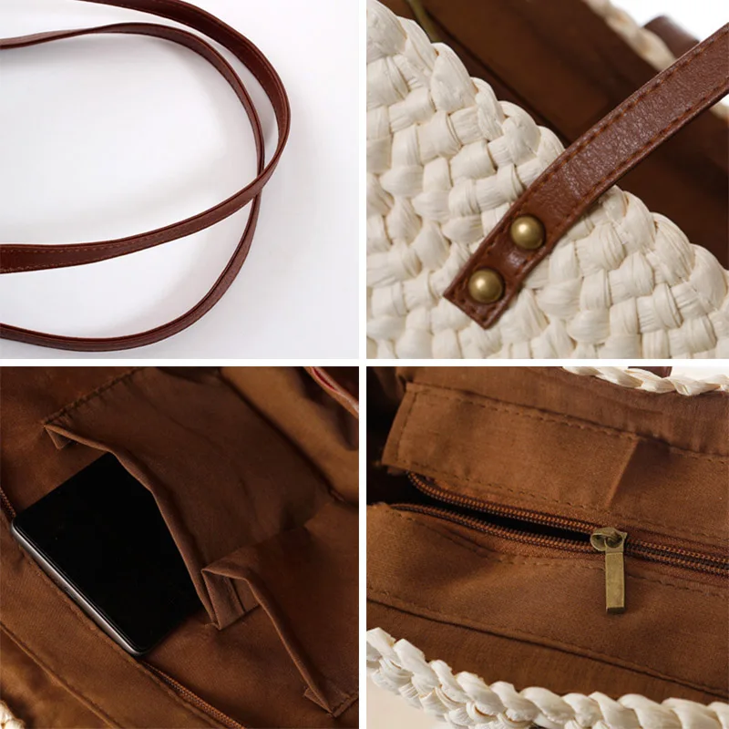 Женская богемная сумка летняя пляжная соломенная плетеная Сумка для покупок