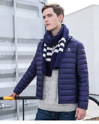 A7W2R4132Darkblue CAMEL, мужской спортивный пуховик, осень и зима, легкий пуховик, воротник, светильник, теплая куртка с 90% белым утиным пухом - Цвет: A7W2R4132Darkblue
