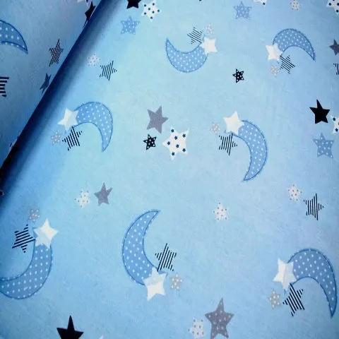 Хлопковая ткань с рисунком Луны и звезды|Ткань| |