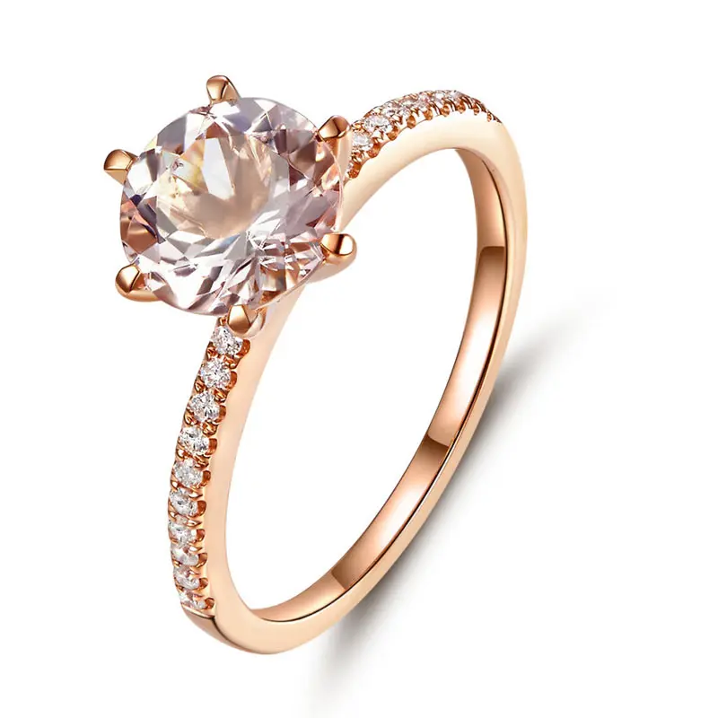 Павлин звезда классический 14K розовое золото обручальное кольцо персик 1 2 Ct