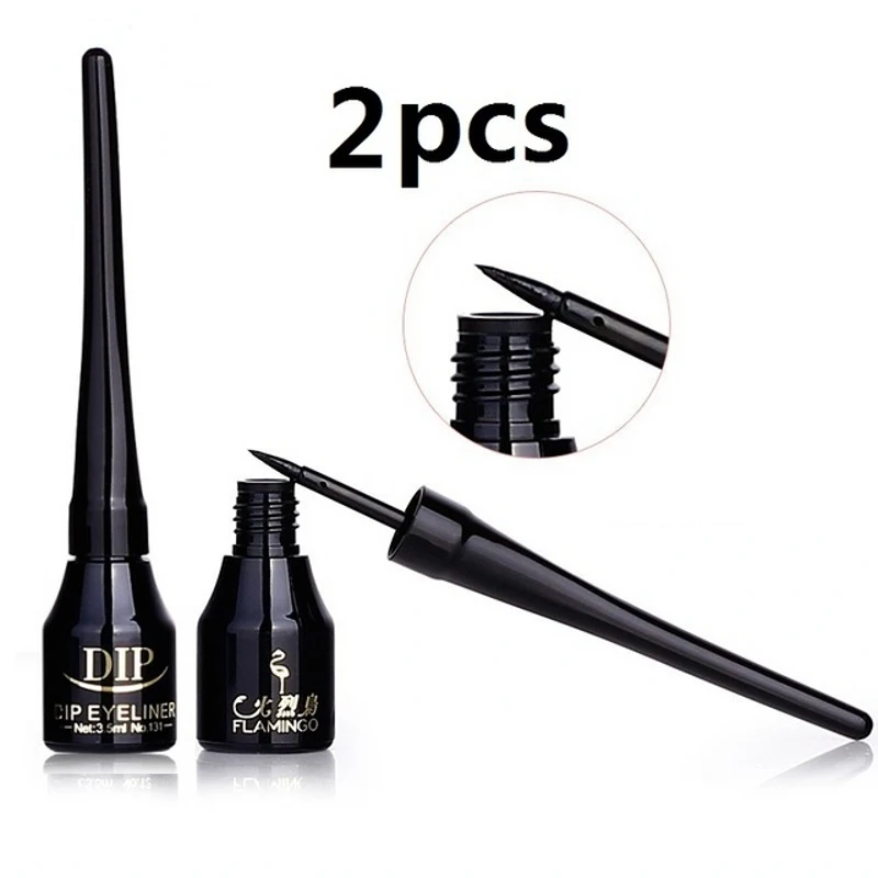 FLAMINGO 2pcs Anti-blooming Long-lasting Easy to Wear Black Natural Safe Liquid Eyeliner Trackable Shipping Way Guyliner |