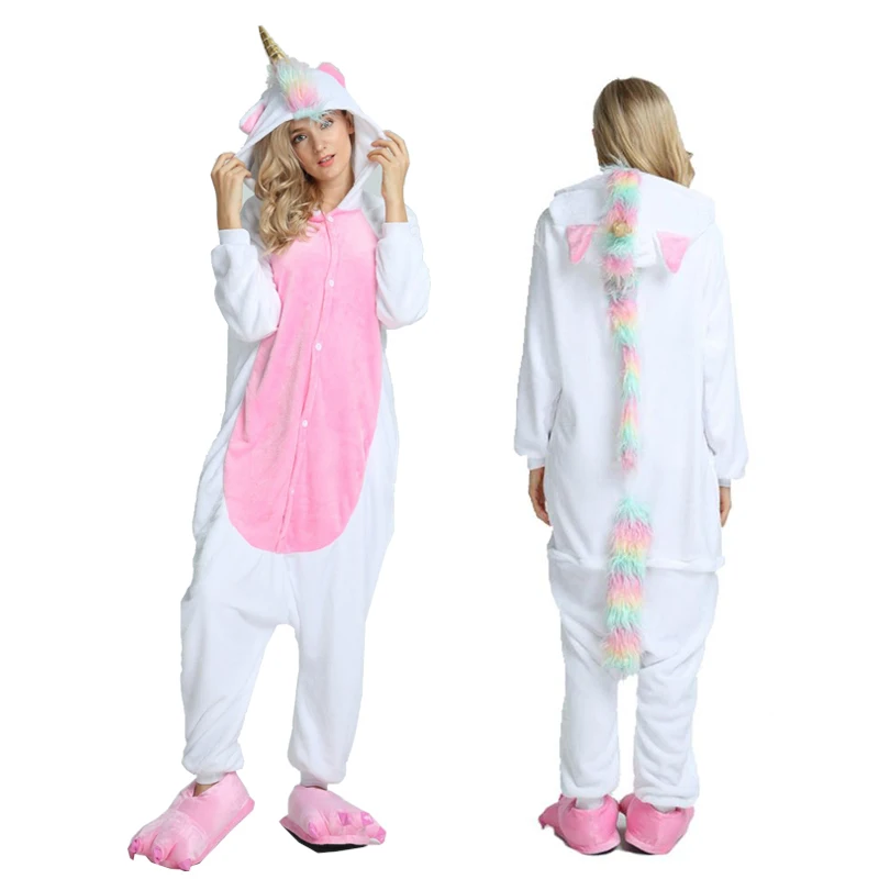 Взрослых животных Kigurumi onesie Пижама с дизайном панда комплект зимняя Фланелевая
