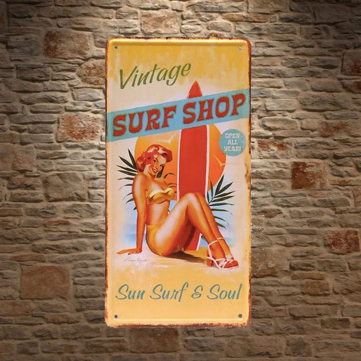 1 шт. серфинг душа Пляж Лето отпуск морские таблички магазин оловянные знаки
