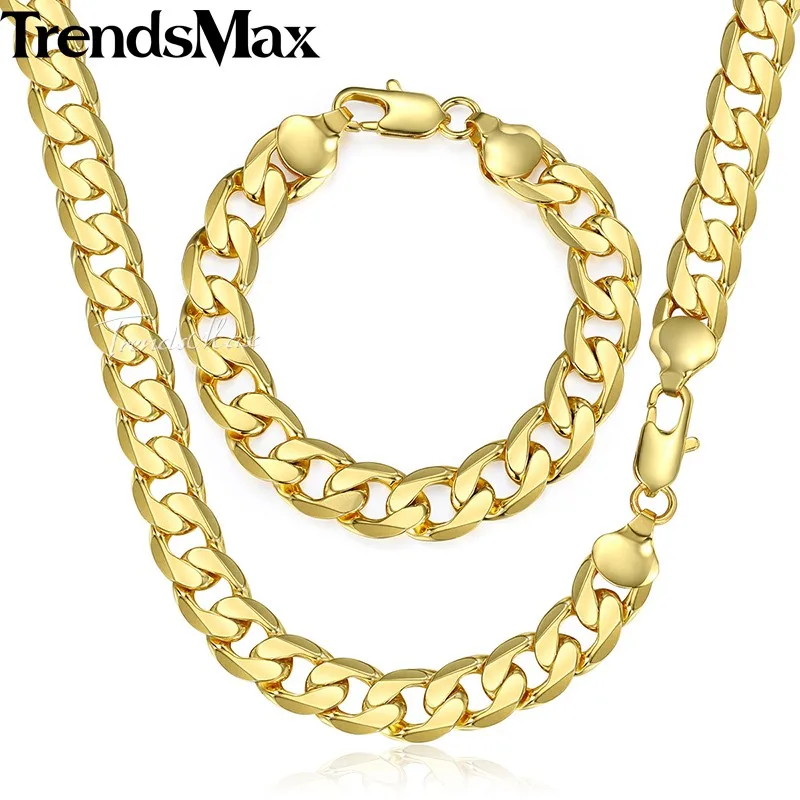 Комплект ювелирных изделий Trendsmax KGS274 для мужчин браслет и ожерелье из кубинской
