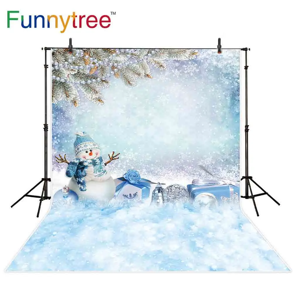 Виниловый Рождественский фон Funnytree для фотосъемки фотостудия снеговик зимний