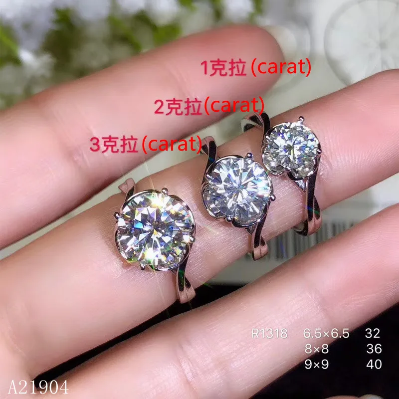 

KJJEAXCMY Boutique Jewelry 925 Sterling Silver Inlaid Mosang Diamond Female Ring Refers to Holding Test