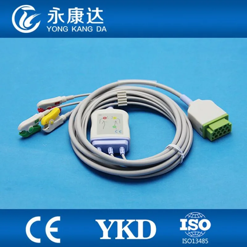 GE Dash 2500 цельный ECG кабель с 3 свинцовым IEC зажимом 11pin|dash|dash cable |