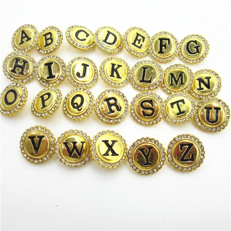 

26pcs/lot Crystal Gold A-Z Alphabet Snap Buttons Fit 18mm Ginger Letters Button Snap Bracelet&Bangles DIY Snap Jewelry Charms