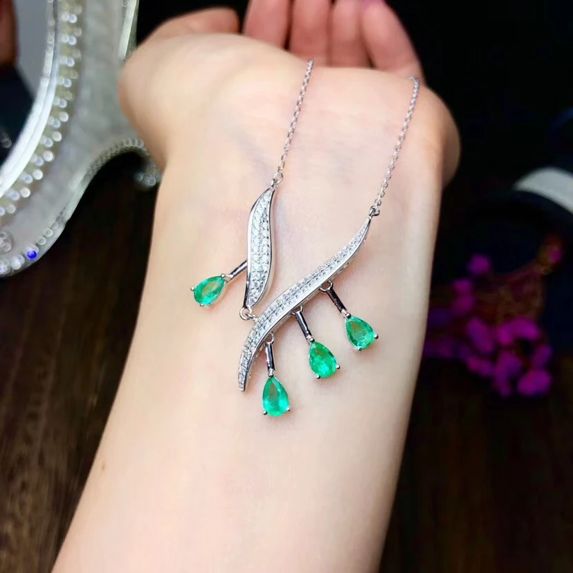 KJJEAXCMY boutique jewelry 925 Чистое серебро инкрустированное натуральное изумрудное