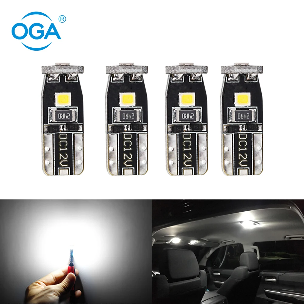 

OGA 4PCS T10 Bulbs W5W Led 168 194 Auto Led License Plate Lamp Reading Lamp Door Clearance Light 12V 6000K White Super Bright